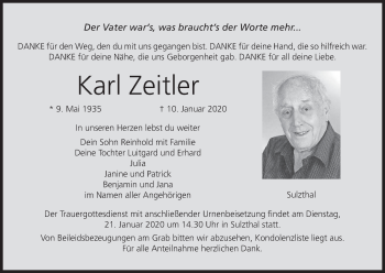 Anzeige von Karl Zeitler von MGO