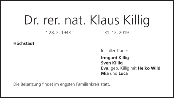 Anzeige von Klaus Killig von MGO