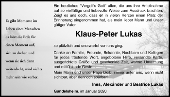 Anzeige von Klaus-Peter Lukas von MGO