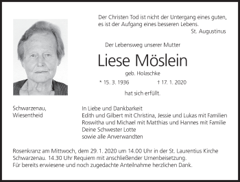 Anzeige von Liese Möslein von MGO