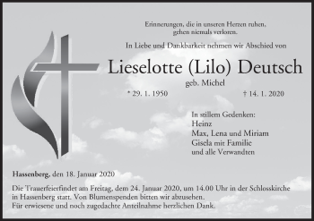 Anzeige von Lieselotte Lilo Deutsch von MGO