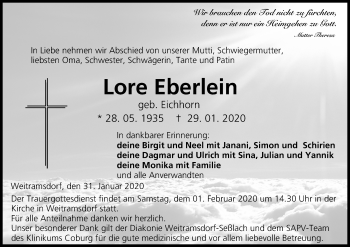 Anzeige von Lore Eberlein von MGO