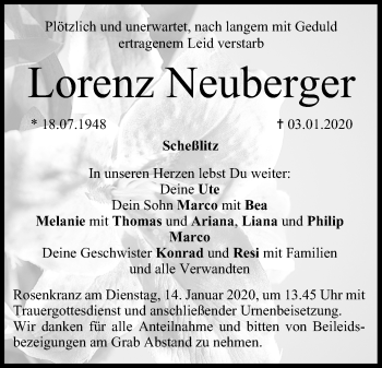 Anzeige von Lorenz Neuberger von MGO