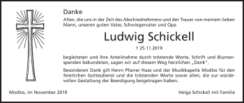 Anzeige von Ludwig Schickell von MGO