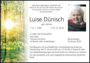 Anzeige von Luise Dünisch von MGO