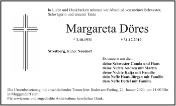 Anzeige von Margareta Döres von MGO