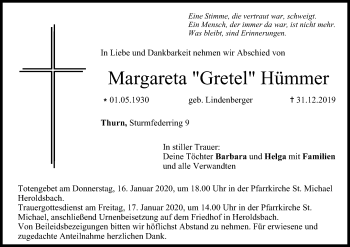 Anzeige von Margareta Hümmer von MGO