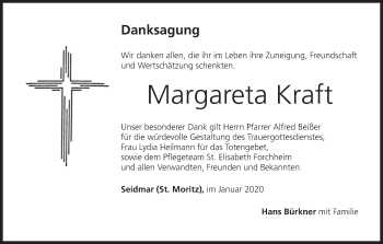 Anzeige von Margareta Kraft von MGO