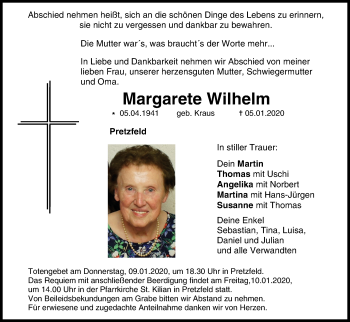 Anzeige von Margarete Wilhelm von MGO