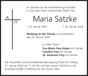 Anzeige von Maria Satzke von MGO