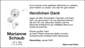 Anzeige von Marianne Schaub von MGO