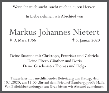 Anzeige von Markus Johannes Nietert von MGO