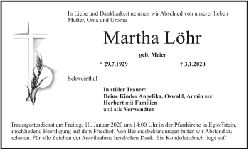 Anzeige von Martha Löhr von MGO