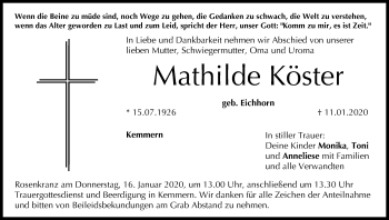 Anzeige von Mathilde Köster von MGO