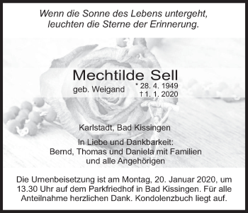Anzeige von Mechthilde Sell von MGO