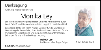Anzeige von Monika Ley von MGO
