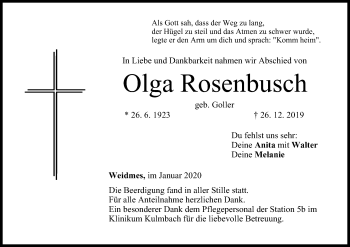 Anzeige von Olga Rosenbusch von MGO