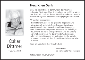 Anzeige von Oskar Dittmer von MGO