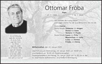 Anzeige von Ottomar Fröba von MGO