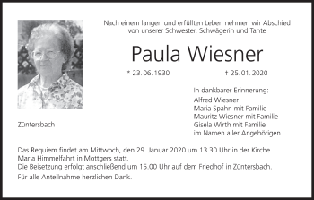 Anzeige von Paula Wiesner von MGO