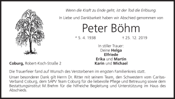 Anzeige von Peter Böhm von MGO