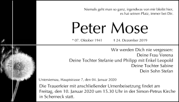 Anzeige von Peter Mose von MGO