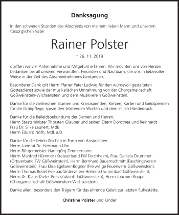 Anzeige von Rainer Polster von MGO