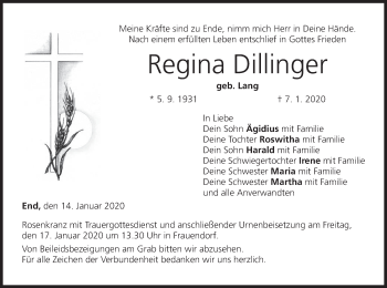 Anzeige von Regina Dillinger von MGO