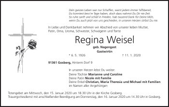 Anzeige von Regina Weisel von MGO
