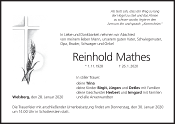 Anzeige von Reinhold Mathes von MGO