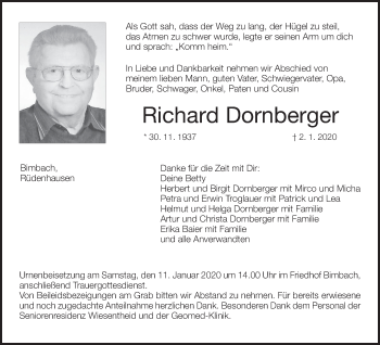 Anzeige von Richard Dornberger von MGO