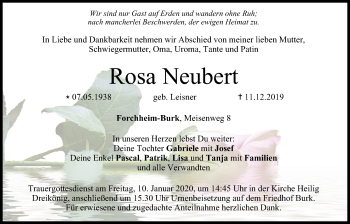 Anzeige von Rosa Neubert von MGO