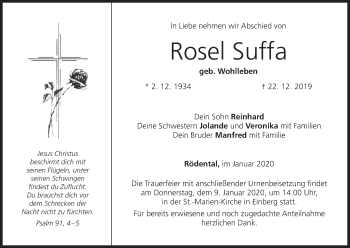 Anzeige von Rosel Suffa von MGO