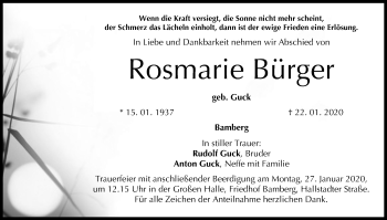 Anzeige von Rosmarie Bürger von MGO