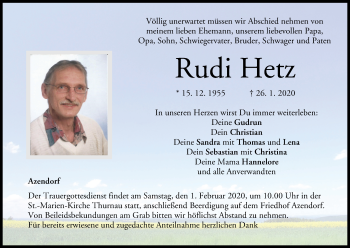 Anzeige von Rudi Hetz von MGO