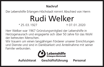 Anzeige von Rudi Welker von MGO