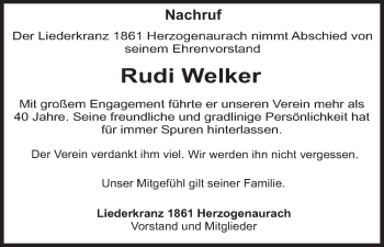 Anzeige von Rudi Welker von MGO