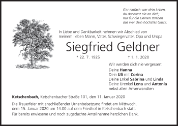 Anzeige von Siegfried Geldner von MGO