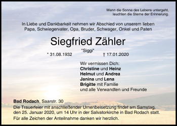 Anzeige von Siegfried Zähler von MGO