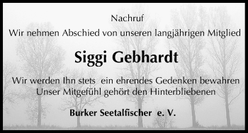 Anzeige von Siggi Gebhardt von MGO