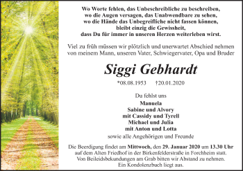 Anzeige von Siggi Gebhardt von MGO