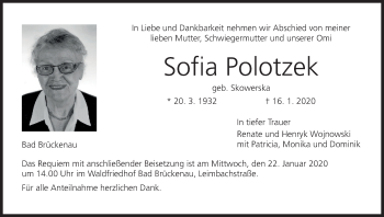 Anzeige von Sofia Polotzek von MGO