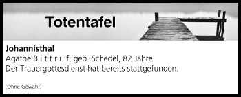 Anzeige von Totentafel vom 03.01.2020 von MGO