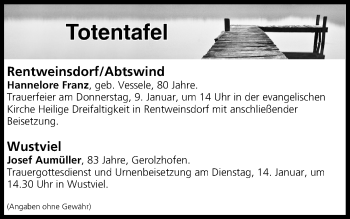 Anzeige von Totentafel vom 09.01.2020 von MGO