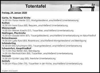 Anzeige von Totentafel vom 24.01.2020 von MGO