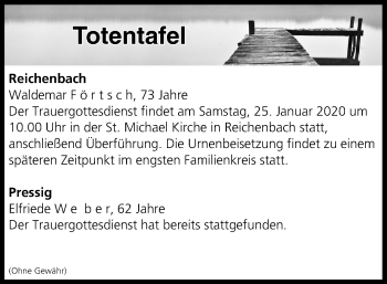 Anzeige von Totentafel vom 24.01.2020 von MGO