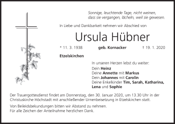 Anzeige von Ursula Hübner von MGO