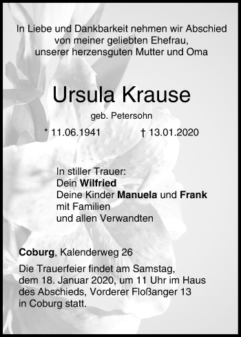 Anzeige von Ursula Krause von MGO