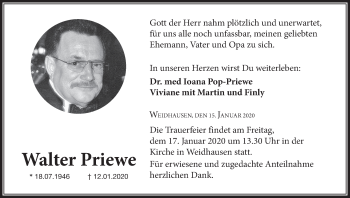 Anzeige von Walter Priewe von MGO