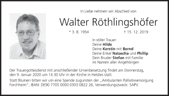 Anzeige von Walter Röthlingshöfer von MGO